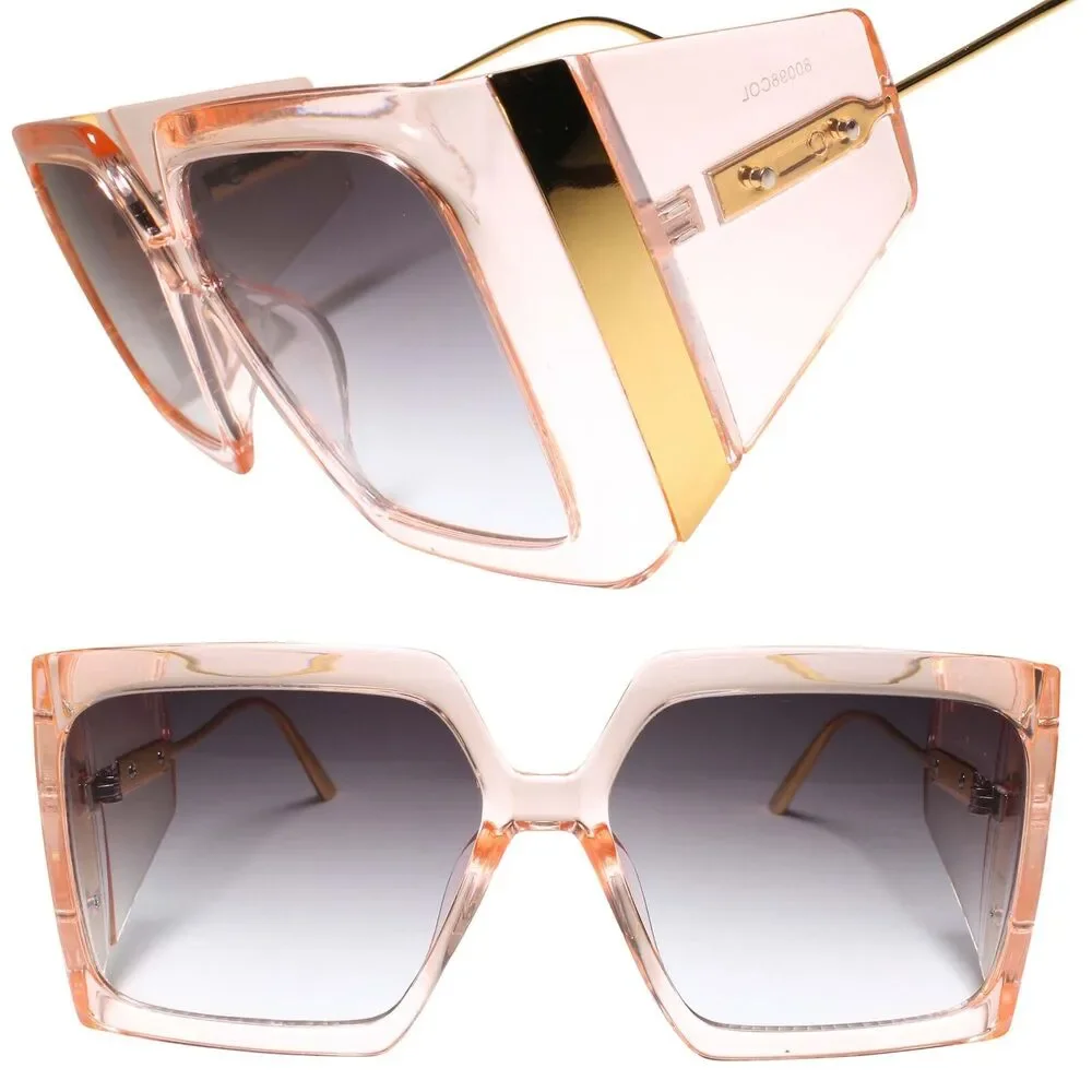Classy Upscale Fashionable Womens Sunglasses Pink Frame Gray Lens